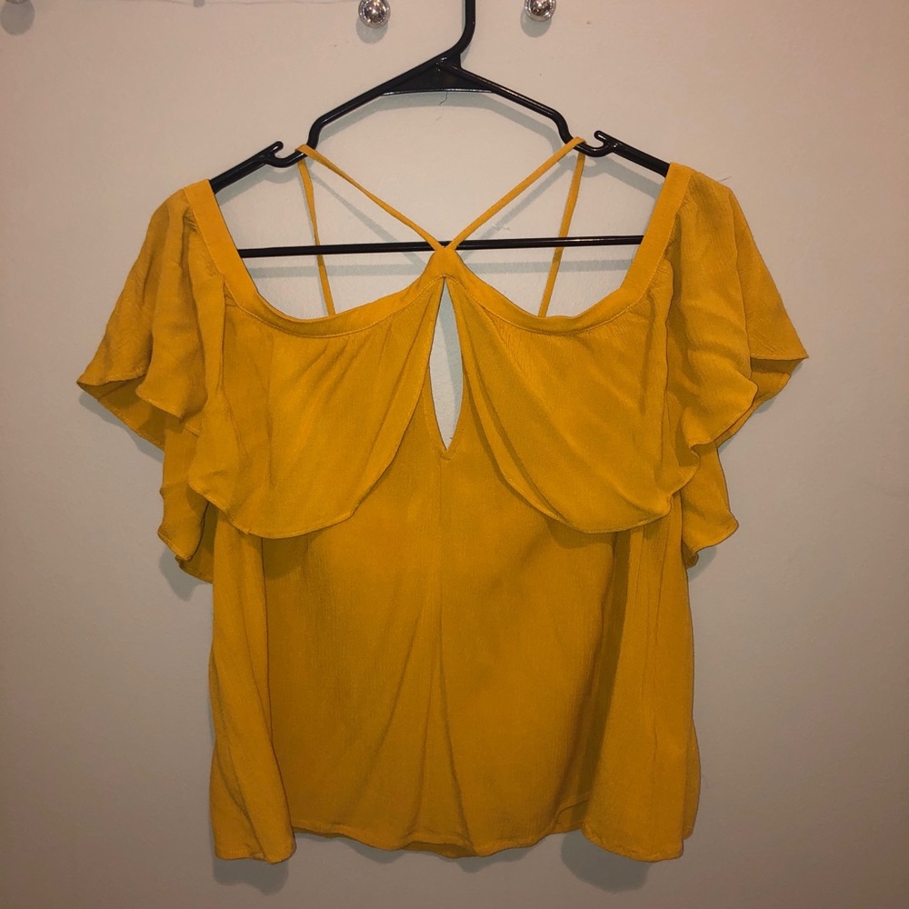 Yellow off the shoulder Express shirt